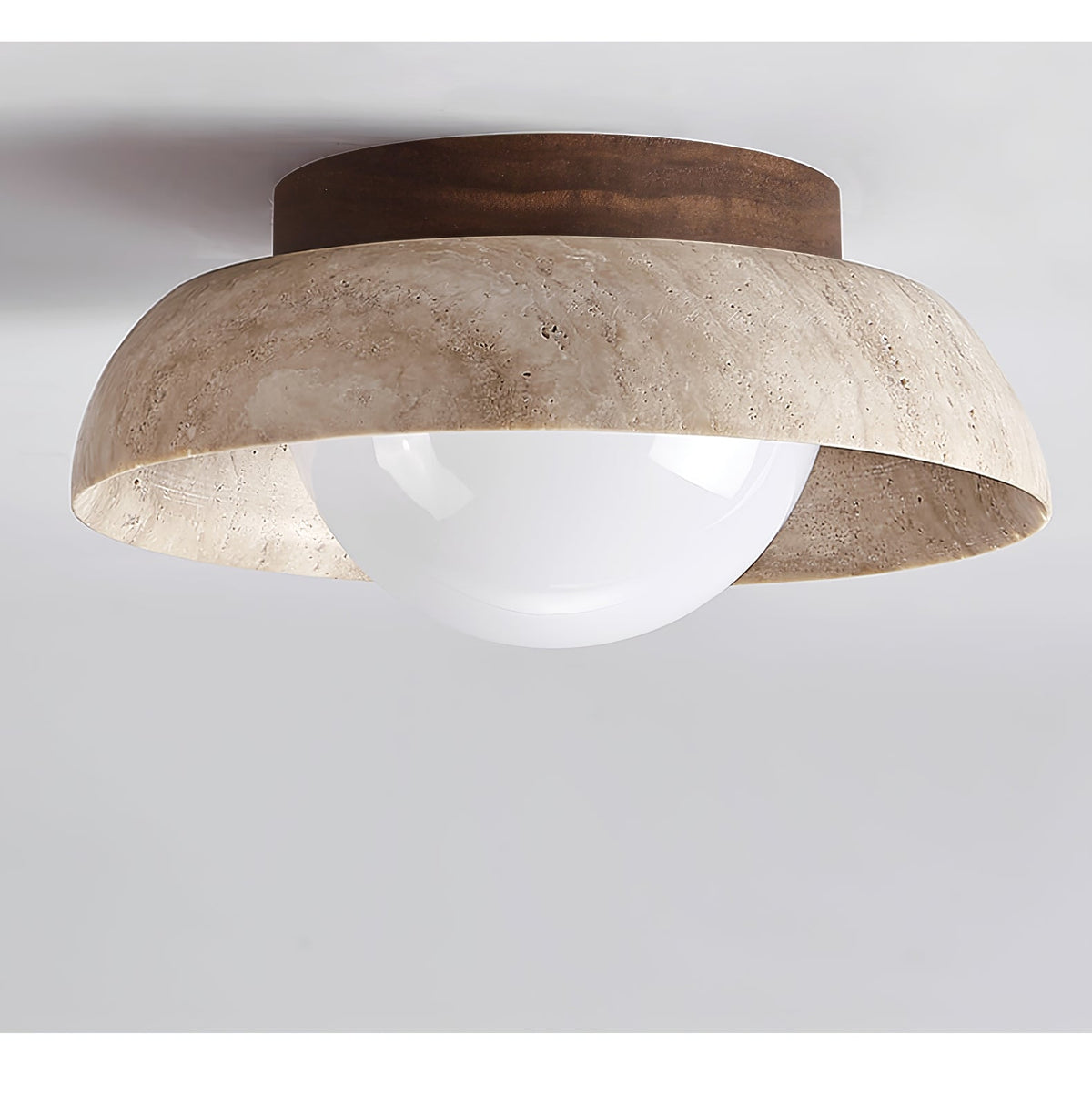 Caelo Travertine Dome LED Ceiling Light – Modern Flush Mount for Bedroom & Living Room