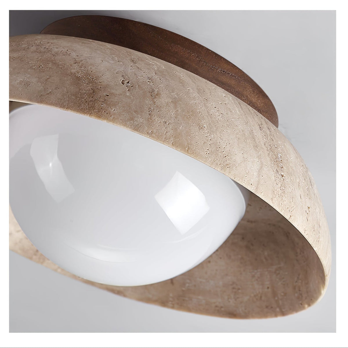 Caelo Travertine Dome LED Ceiling Light – Modern Flush Mount for Bedroom & Living Room