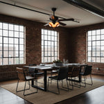 Calantha Bloom Ceiling Fan Light with Scalloped Glass Shades and Wood Blades