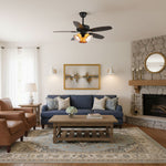 Calantha Bloom Ceiling Fan Light with Scalloped Glass Shades and Wood Blades