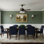 Calantha Bloom Ceiling Fan Light with Scalloped Glass Shades and Wood Blades