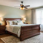 Calantha Bloom Ceiling Fan Light with Scalloped Glass Shades and Wood Blades