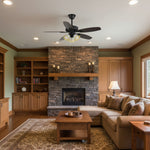 Calantha Bloom Ceiling Fan Light with Scalloped Glass Shades and Wood Blades