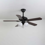 Calantha Bloom Ceiling Fan Light with Scalloped Glass Shades and Wood Blades