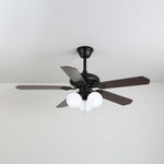 Calantha Bloom Ceiling Fan Light with Scalloped Glass Shades and Wood Blades