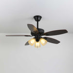 Calantha Bloom Ceiling Fan Light with Scalloped Glass Shades and Wood Blades
