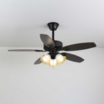 Calantha Bloom Ceiling Fan Light with Scalloped Glass Shades and Wood Blades