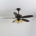 Calantha Bloom Ceiling Fan Light with Scalloped Glass Shades and Wood Blades