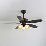 Calantha Bloom Ceiling Fan Light with Scalloped Glass Shades and Wood Blades