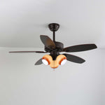Calantha Bloom Ceiling Fan Light with Scalloped Glass Shades and Wood Blades