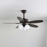 Calantha Bloom Ceiling Fan Light with Scalloped Glass Shades and Wood Blades