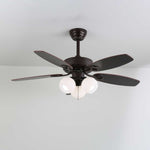 Calantha Bloom Ceiling Fan Light with Scalloped Glass Shades and Wood Blades