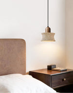 Caldara Travertine Pendant Light – Natural Stone & Wood Hanging Lamp