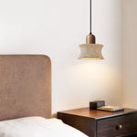 Caldara Travertine Pendant Light – Natural Stone & Wood Hanging Lamp