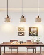 Caldara Travertine Pendant Light – Natural Stone & Wood Hanging Lamp