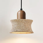 Caldara Travertine Pendant Light – Natural Stone & Wood Hanging Lamp