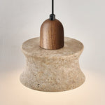 Caldara Travertine Pendant Light – Natural Stone & Wood Hanging Lamp
