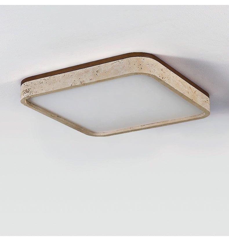 Calden Travertine Ceiling Light – Modern Flush Mount in Natural Stone