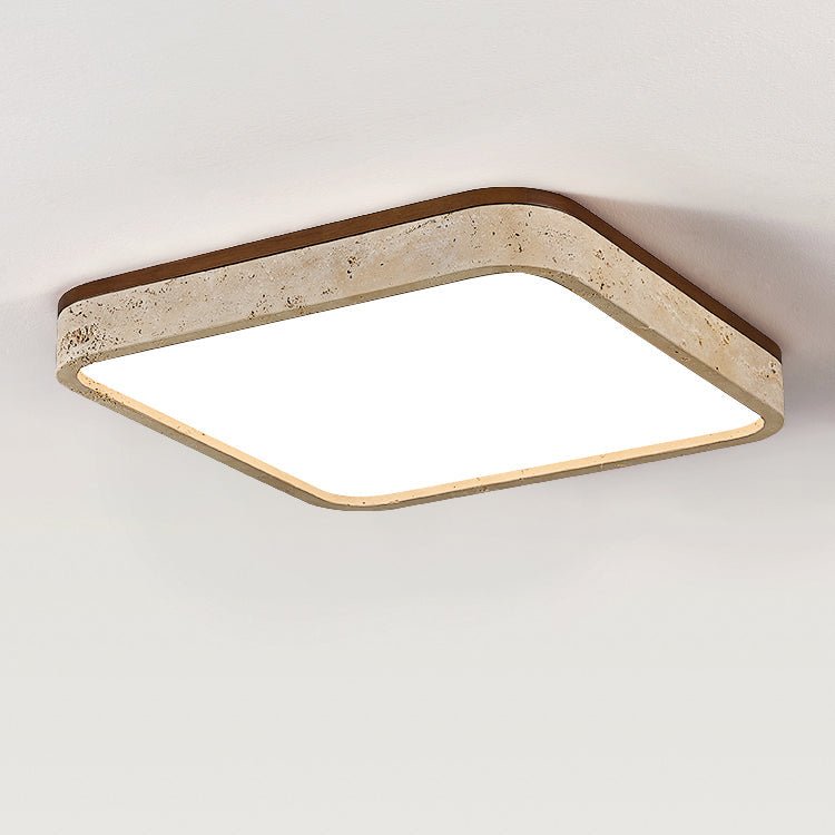Calden Travertine Ceiling Light – Modern Flush Mount in Natural Stone