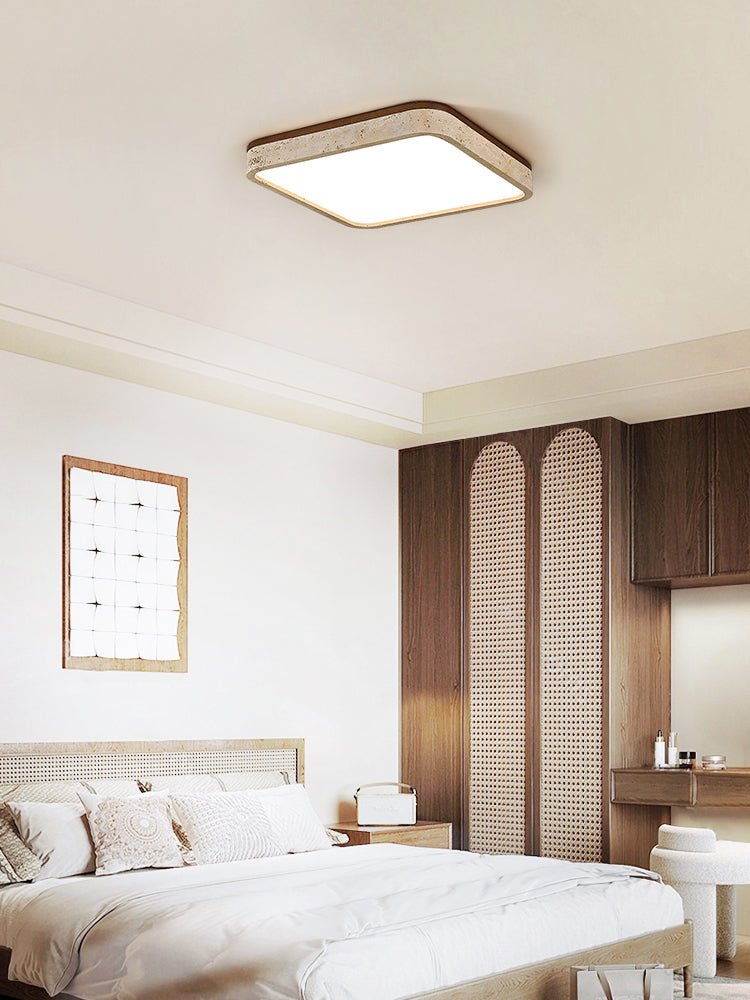 Calden Travertine Ceiling Light – Modern Flush Mount in Natural Stone