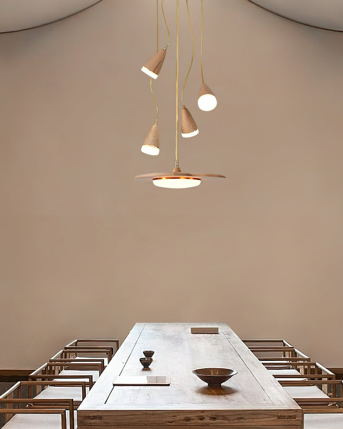 Calder Blossom Modern LED Chandelier with Wood Accents