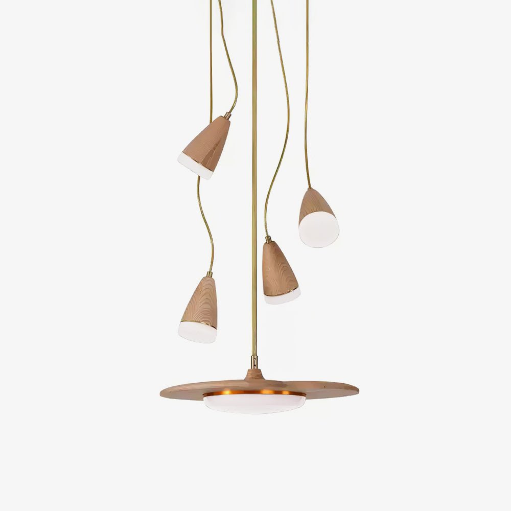 Calder Blossom Modern LED Chandelier with Wood Accents