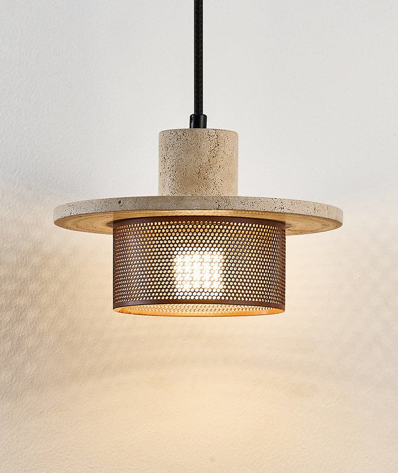 Caldera Travertine Mesh Pendant Light – Natural Stone Designer Hanging Lamp