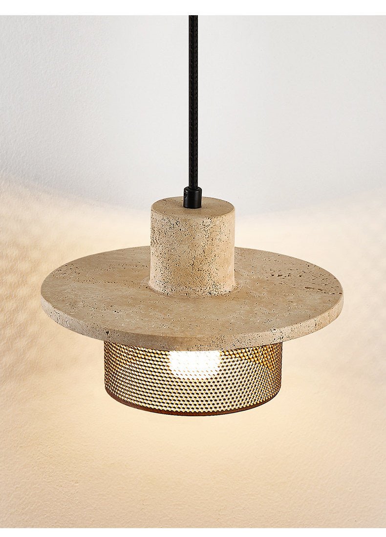 Caldera Travertine Mesh Pendant Light – Natural Stone Designer Hanging Lamp