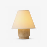 Caldera Travertine Table Lamp with Cotton Linen Shade