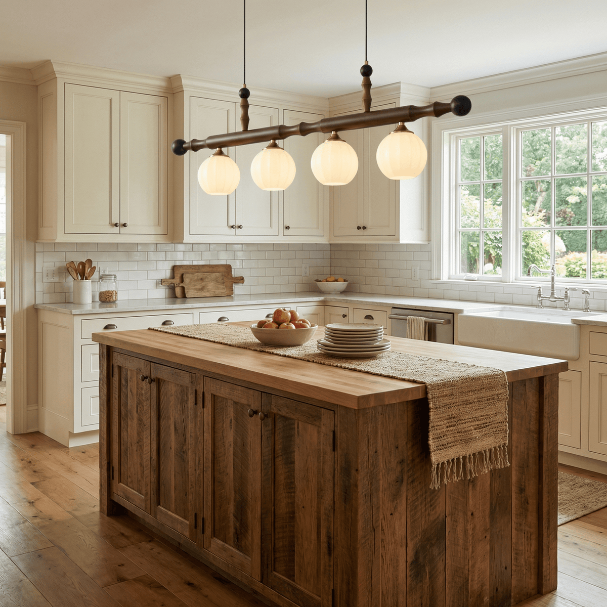 Calderon Linear Pendant Light with Opal Glass and Walnut Finish