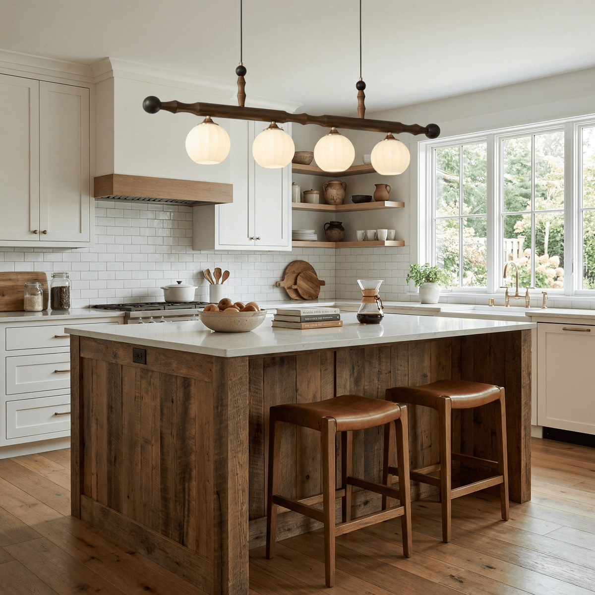 Calderon Linear Pendant Light with Opal Glass and Walnut Finish