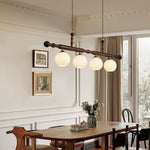 Calderon Linear Pendant Light with Opal Glass and Walnut Finish