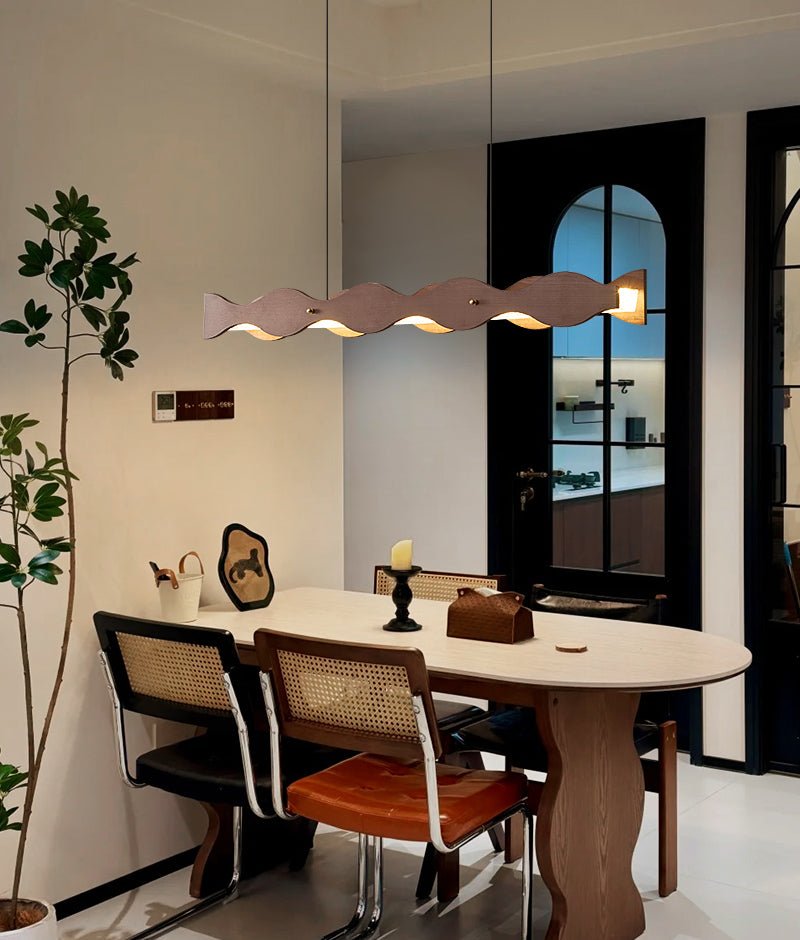 Calderon Linear Wood LED Pendant Light for Dining Room and Kitchen Island