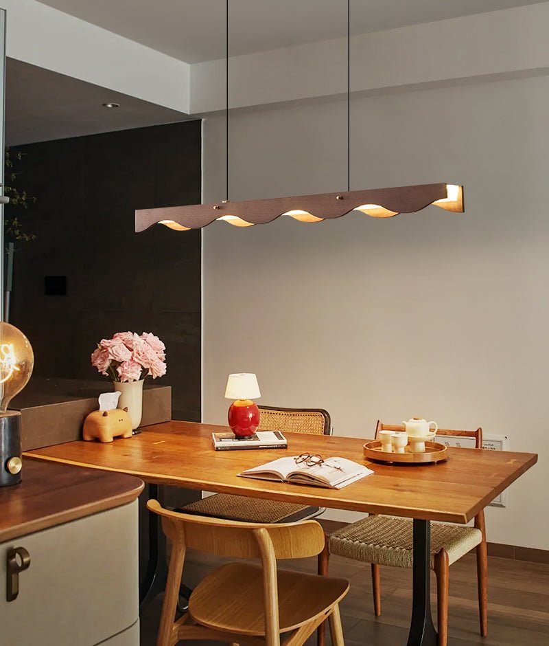 Calderon Linear Wood LED Pendant Light for Dining Room and Kitchen Island