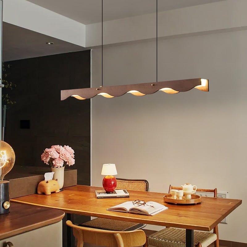 Calderon Linear Wood LED Pendant Light for Dining Room and Kitchen Island