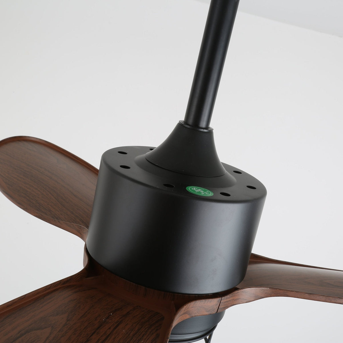 Caldor Industrial Ceiling Fan with Light, Matte Black and Wood Blades