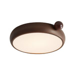 Calindra Modern Walnut Wood Grain LED Ceiling Light, Flush Mount for Living Room & Bedroom