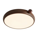 Calindra Modern Walnut Wood Grain LED Ceiling Light, Flush Mount for Living Room & Bedroom