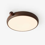 Calindra Modern Walnut Wood Grain LED Ceiling Light, Flush Mount for Living Room & Bedroom