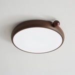Calindra Modern Walnut Wood Grain LED Ceiling Light, Flush Mount for Living Room & Bedroom