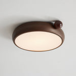 Calindra Modern Walnut Wood Grain LED Ceiling Light, Flush Mount for Living Room & Bedroom