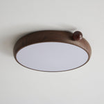 Calindra Modern Walnut Wood Grain LED Ceiling Light, Flush Mount for Living Room & Bedroom