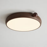 Calindra Modern Walnut Wood Grain LED Ceiling Light, Flush Mount for Living Room & Bedroom