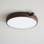 Calindra Modern Walnut Wood Grain LED Ceiling Light, Flush Mount for Living Room & Bedroom