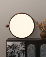 Calindra Modern Walnut Wood Grain LED Ceiling Light, Flush Mount for Living Room & Bedroom