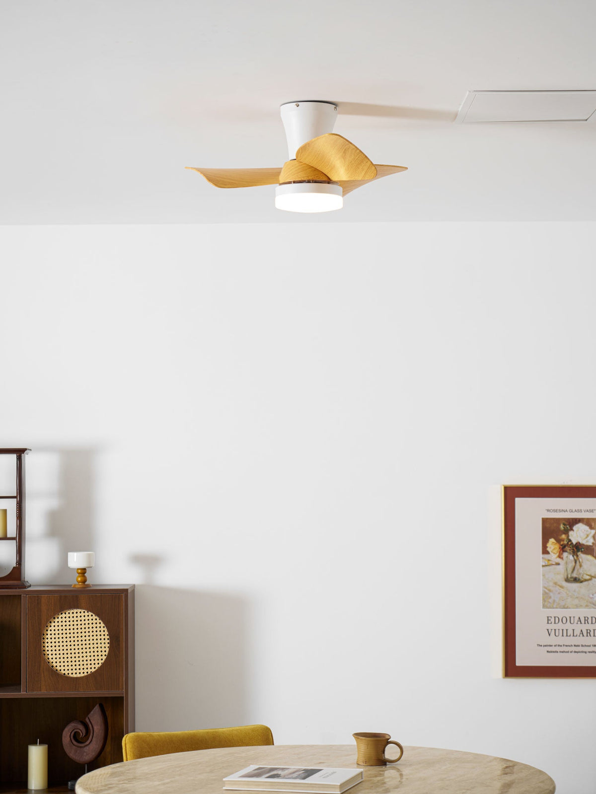Calix 28 Inch LED Ceiling Fan Light with Remote, Modern Low Profile Flush Mount