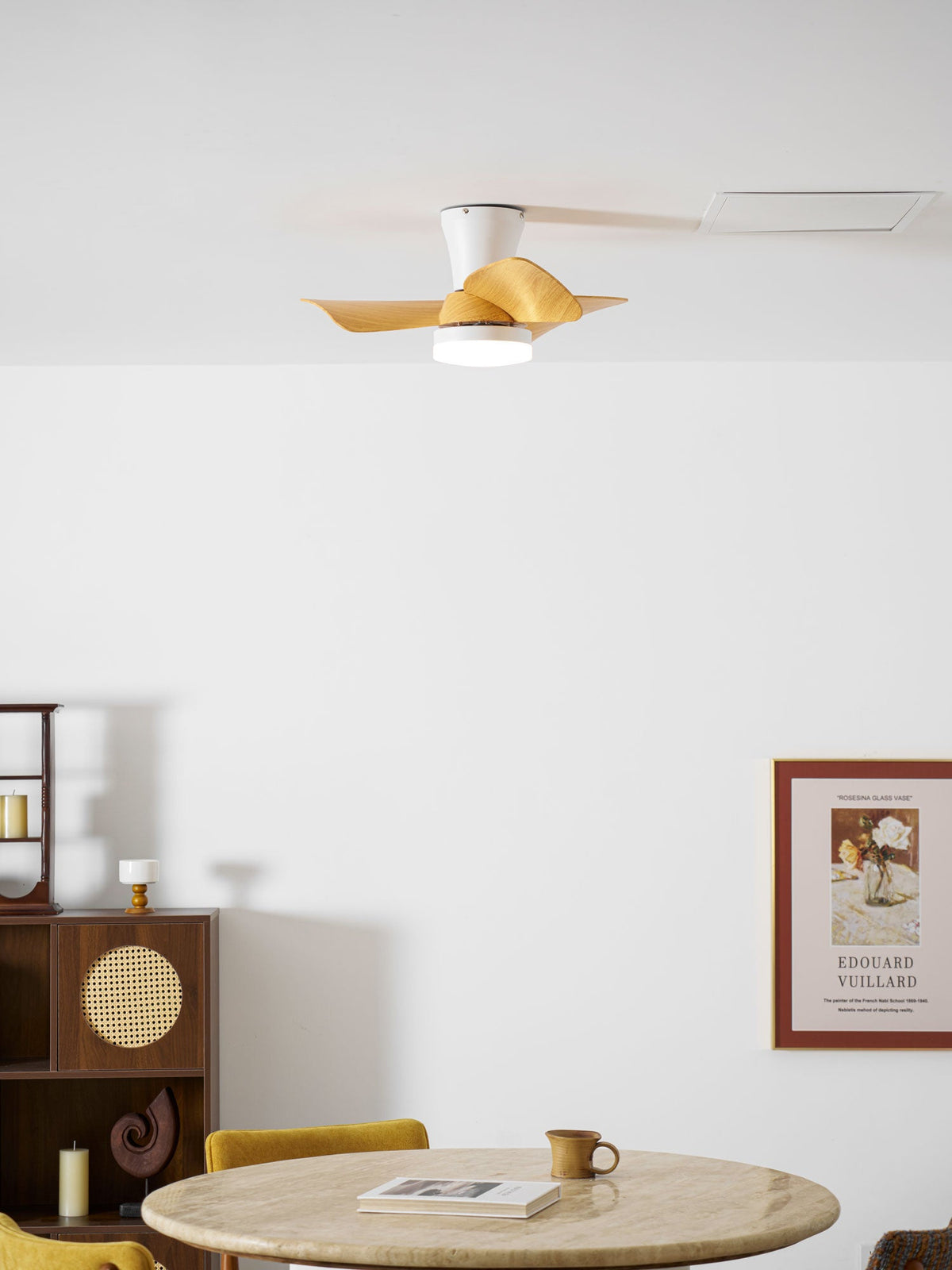 Calix 28 Inch LED Ceiling Fan Light with Remote, Modern Low Profile Flush Mount