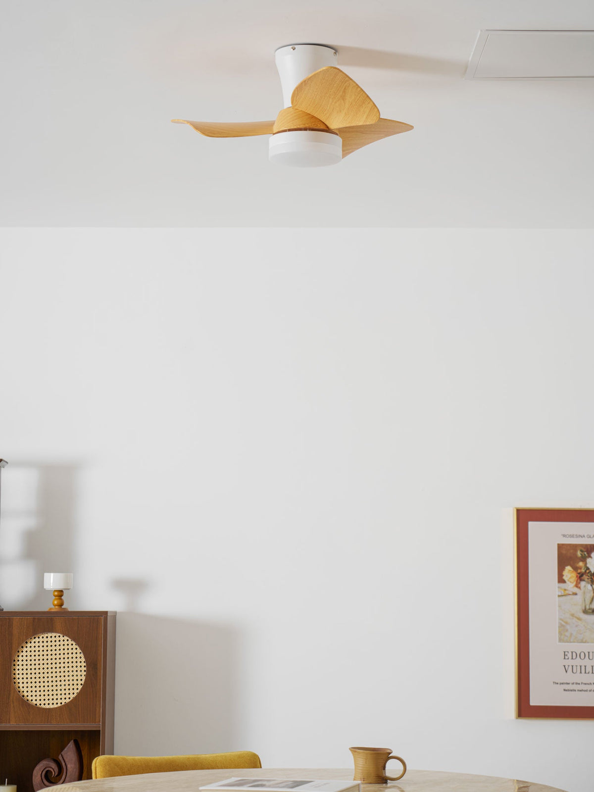 Calix 28 Inch LED Ceiling Fan Light with Remote, Modern Low Profile Flush Mount