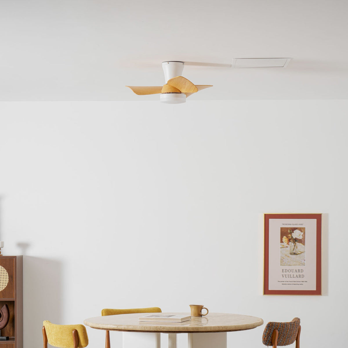 Calix 28 Inch LED Ceiling Fan Light with Remote, Modern Low Profile Flush Mount