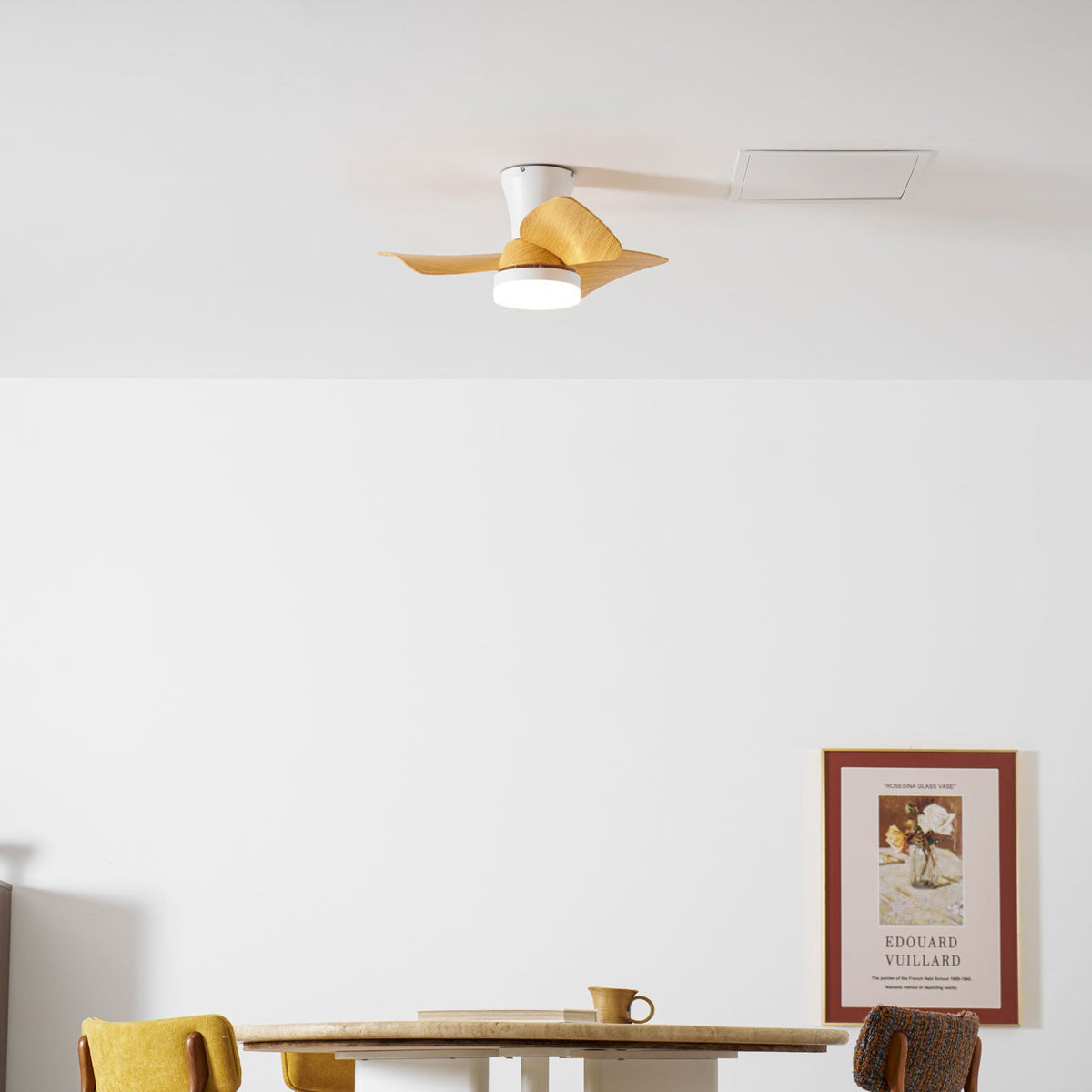 Calix 28 Inch LED Ceiling Fan Light with Remote, Modern Low Profile Flush Mount